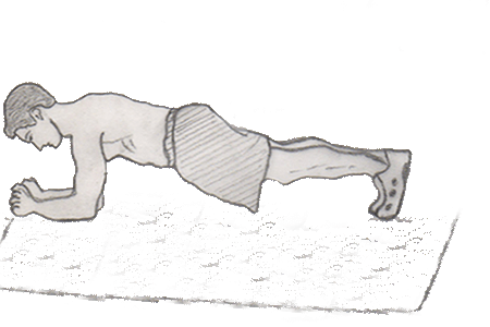 Plank is a very good exercise which helps to increase strengthen your back, abs and shoulder muscles. You don't need any equipment to perform a plank.