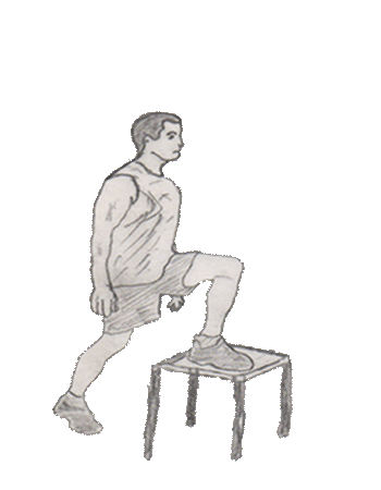 Step-up onto the chair is a leg exercise which helps to strengthen your lower body, quadriceps, glutes and the hamstring.