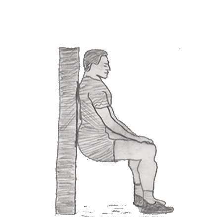 Wall sit is a very good exercise which targets your entire thigh area, your quad, and your inner thigh, the back of the leg, the hamstring and your glutes.